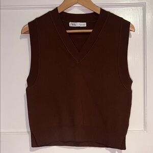 Zara Chocolate Knit Sleeveless Top